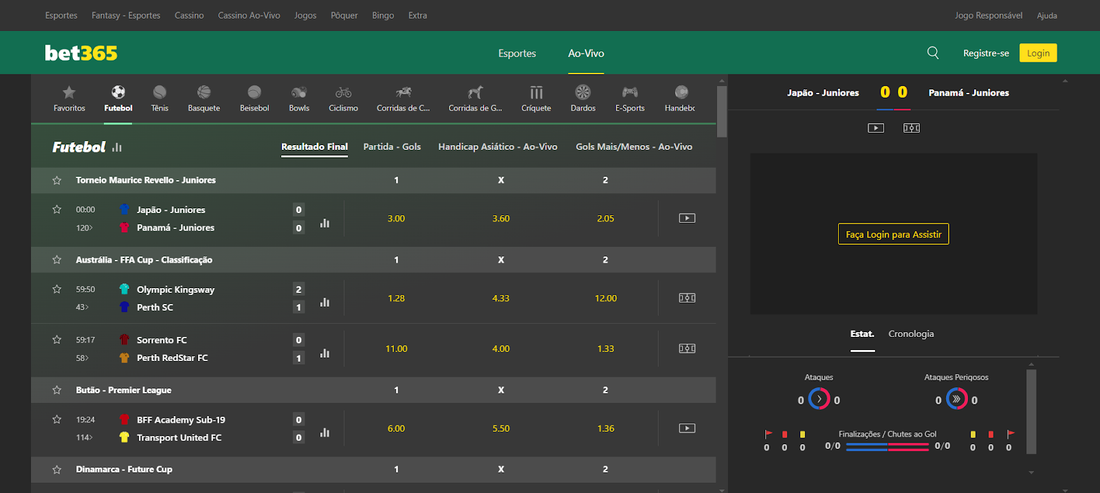 Transmissão ao vivo Bet365