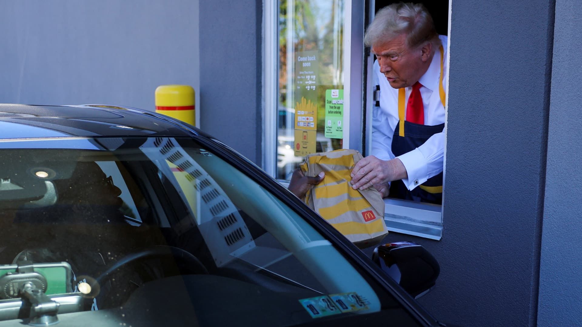 Donald Trump Serves French Fries at Pennsylvania McDonald's On Sunday