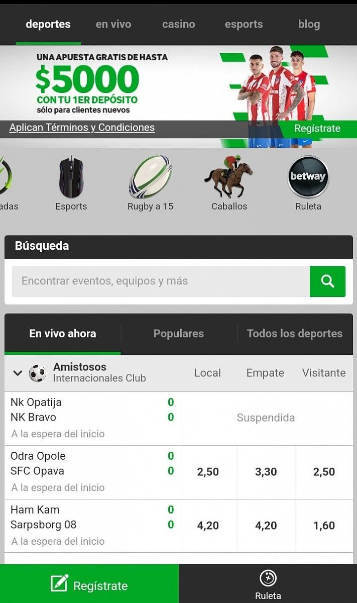 App Móvil de Betway