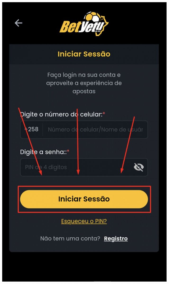 Login na BetYetu, passo final