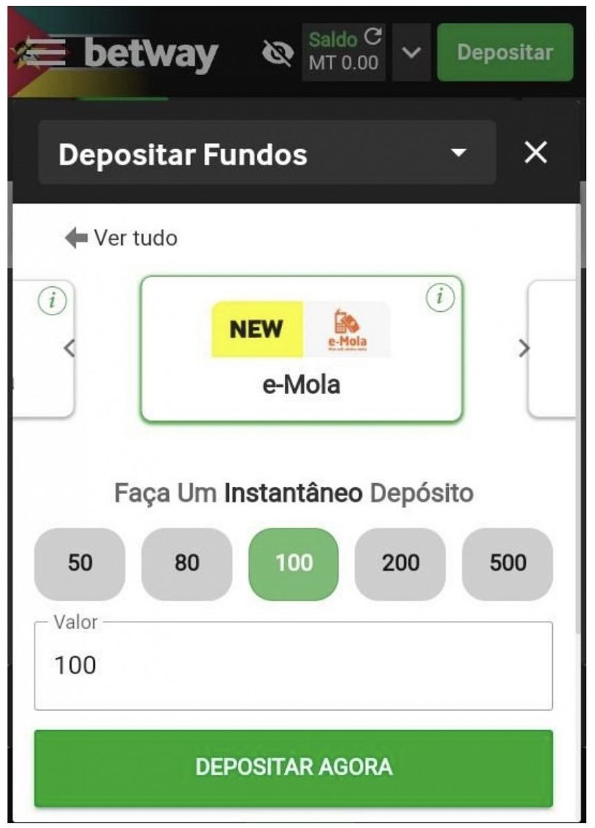 Montante de depósito na versão Android via e-Mola