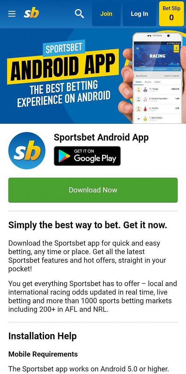 Download the Sportsbet Mobile app 