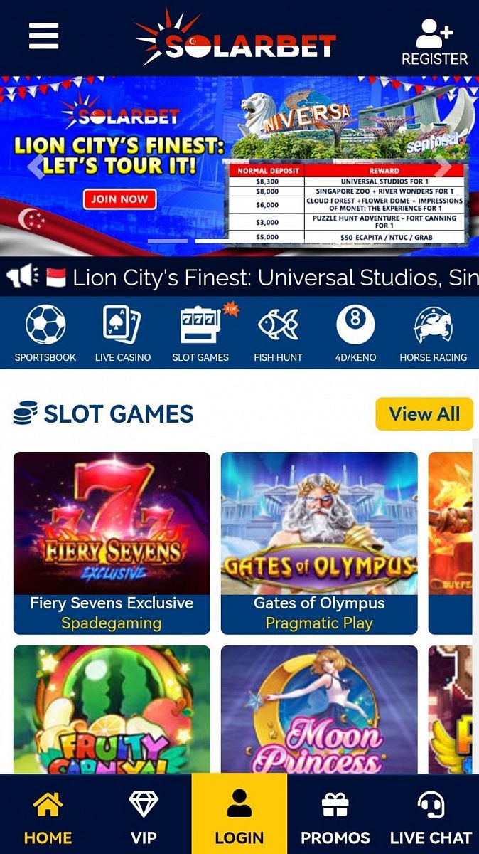 Solarbet Singapore casino mobile