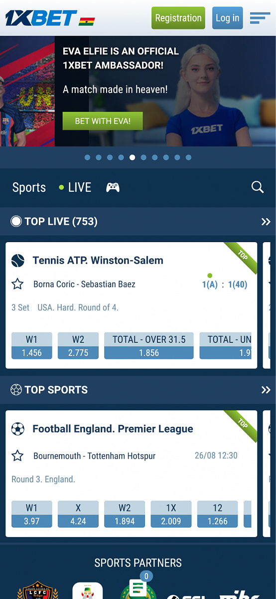 1xBet Mobile Version Image