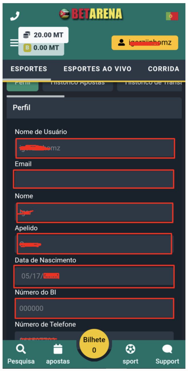 Verificar conta na BetArena, passo 3