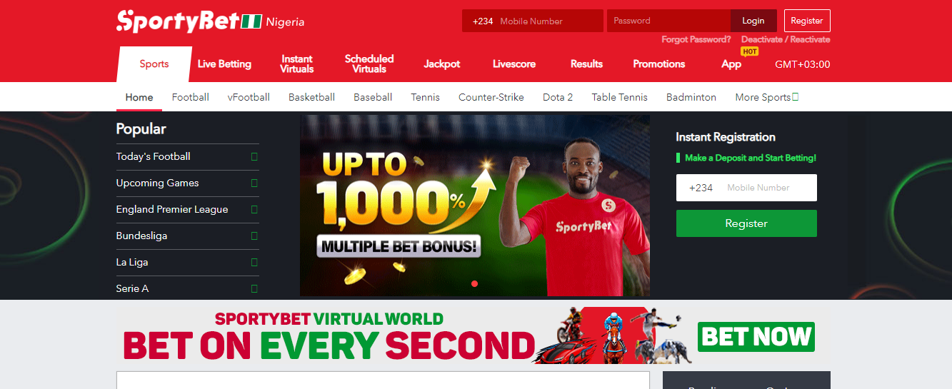 Visit the sportybet Nigeria website