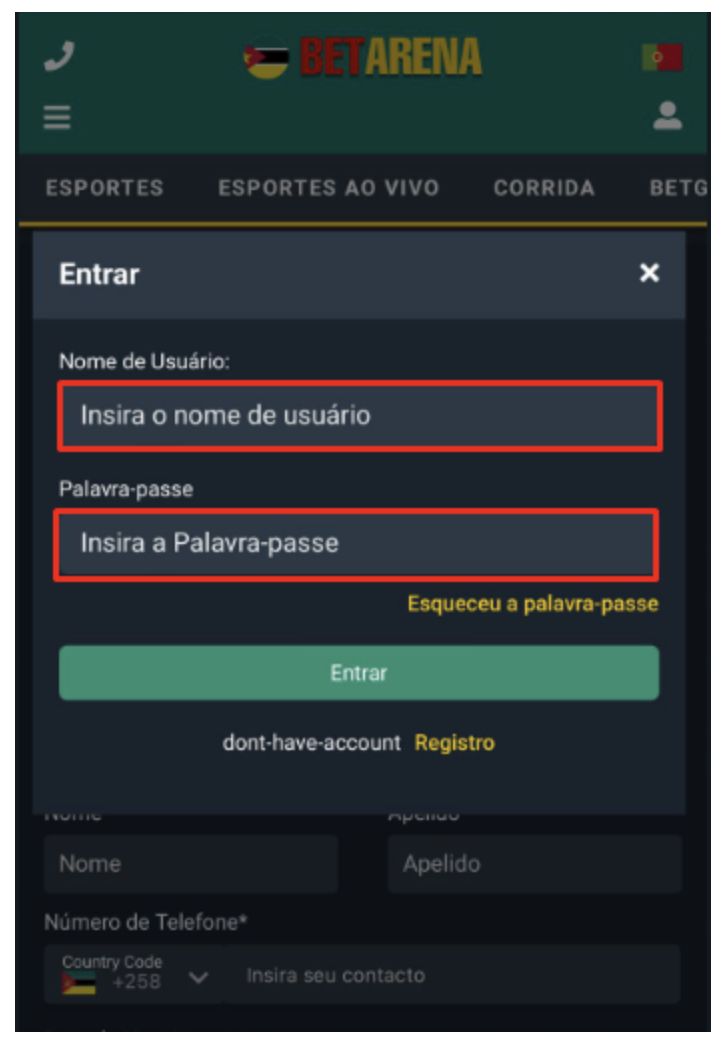 BetArena login, Passo 3