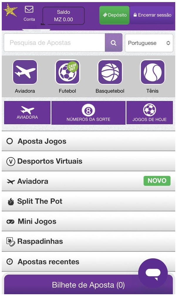 Pagina inicial da Hollywoodbets após o login