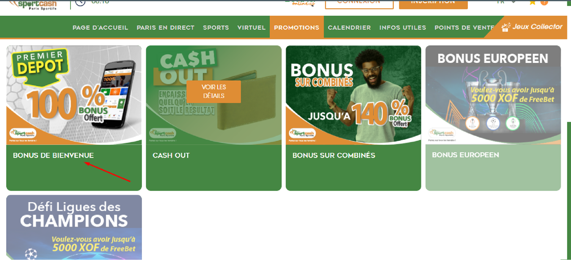 Le Bonus de Bienvenue de Sportcash