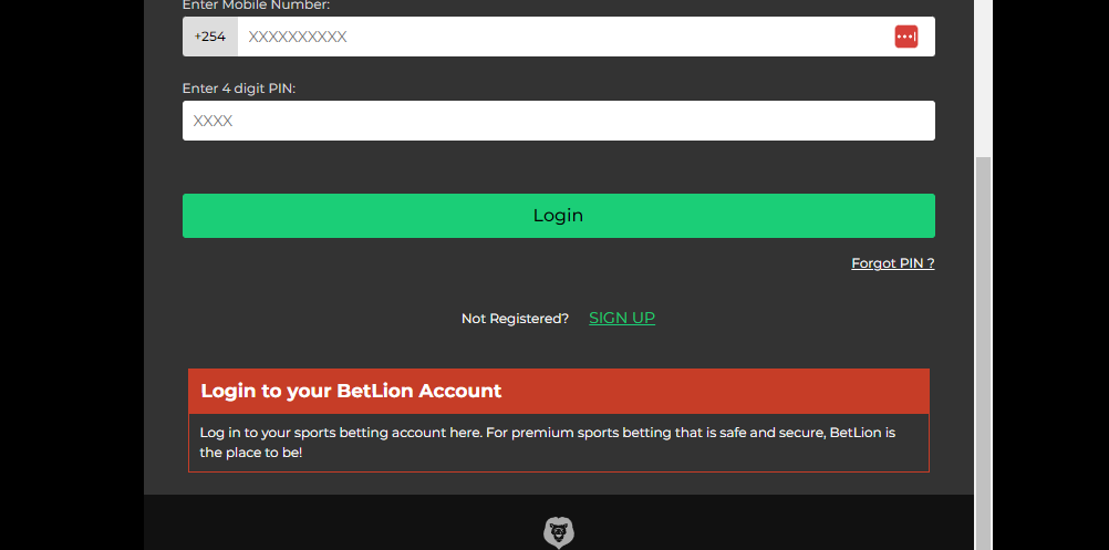 Click the Betlion Login button