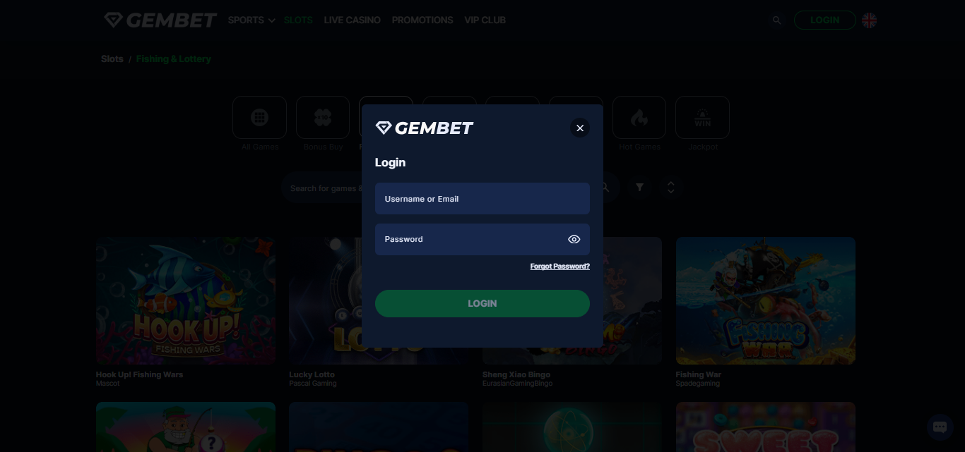 Gembet Log In