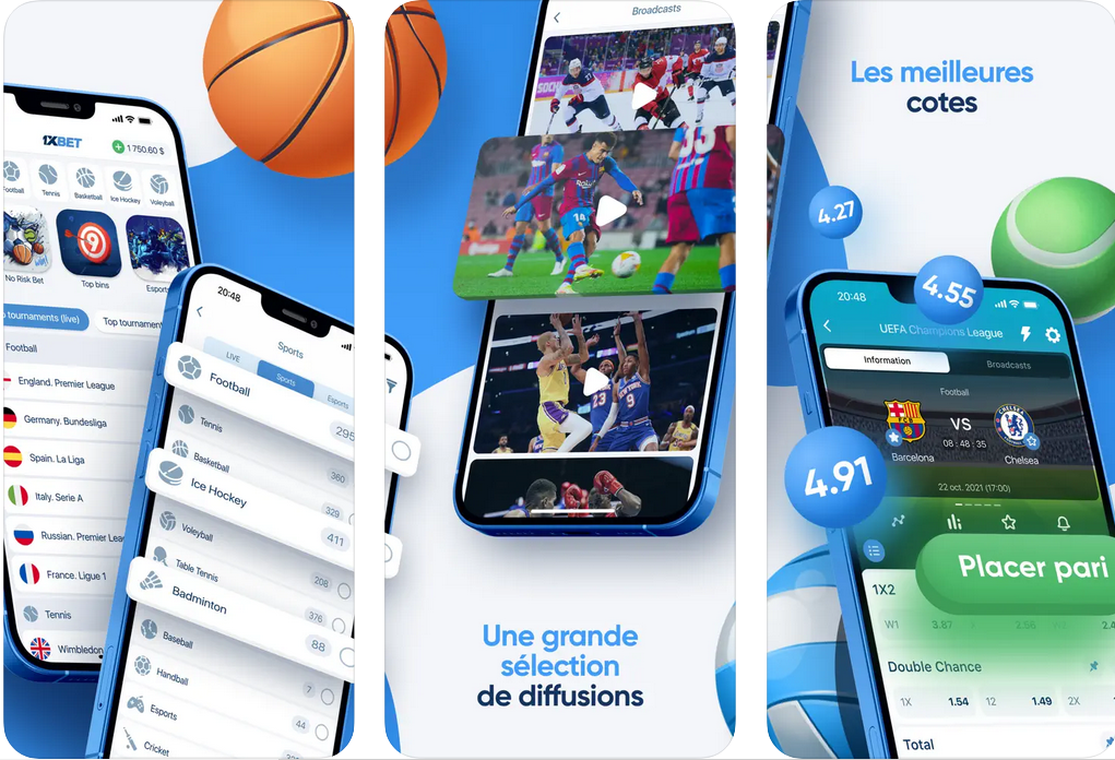 Présentation de l’interface 1xbet app