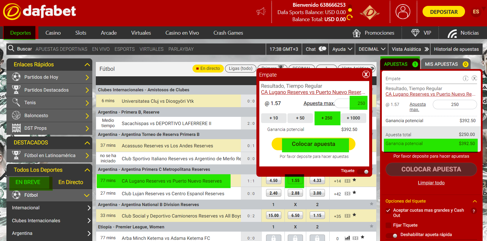 Apuestas deportivas y boleto de apuestas de Dafabet Perú