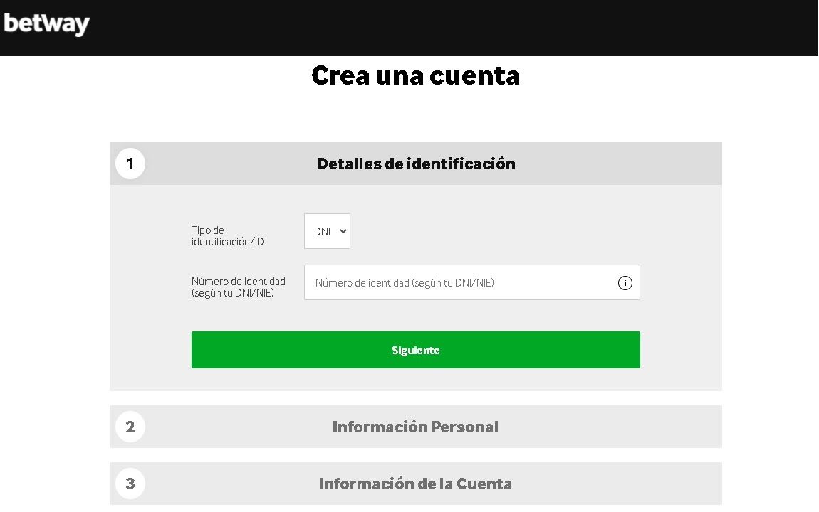 Registro en Betway