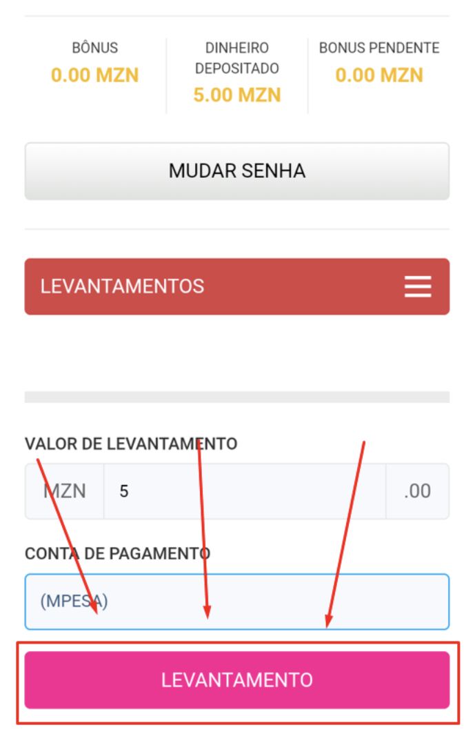 Levantamento na Elephant Bet, passo final