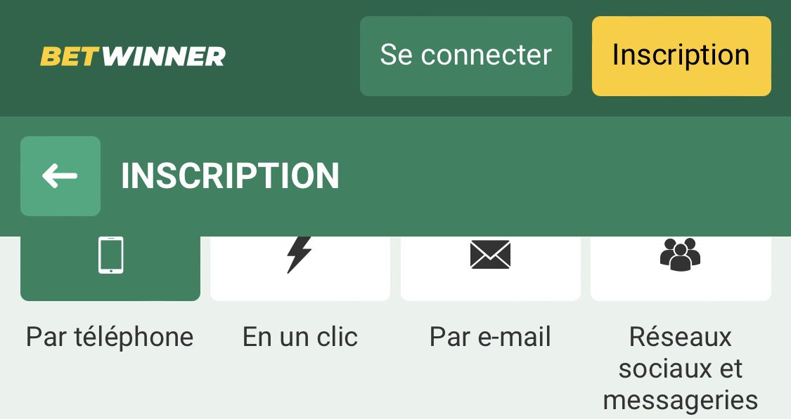 Différents modes d’inscription sur Betwinner