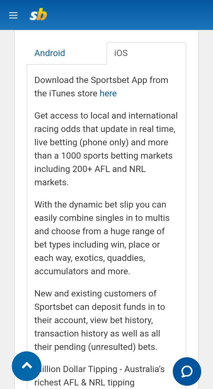 Download the Sportsbet Mobile app