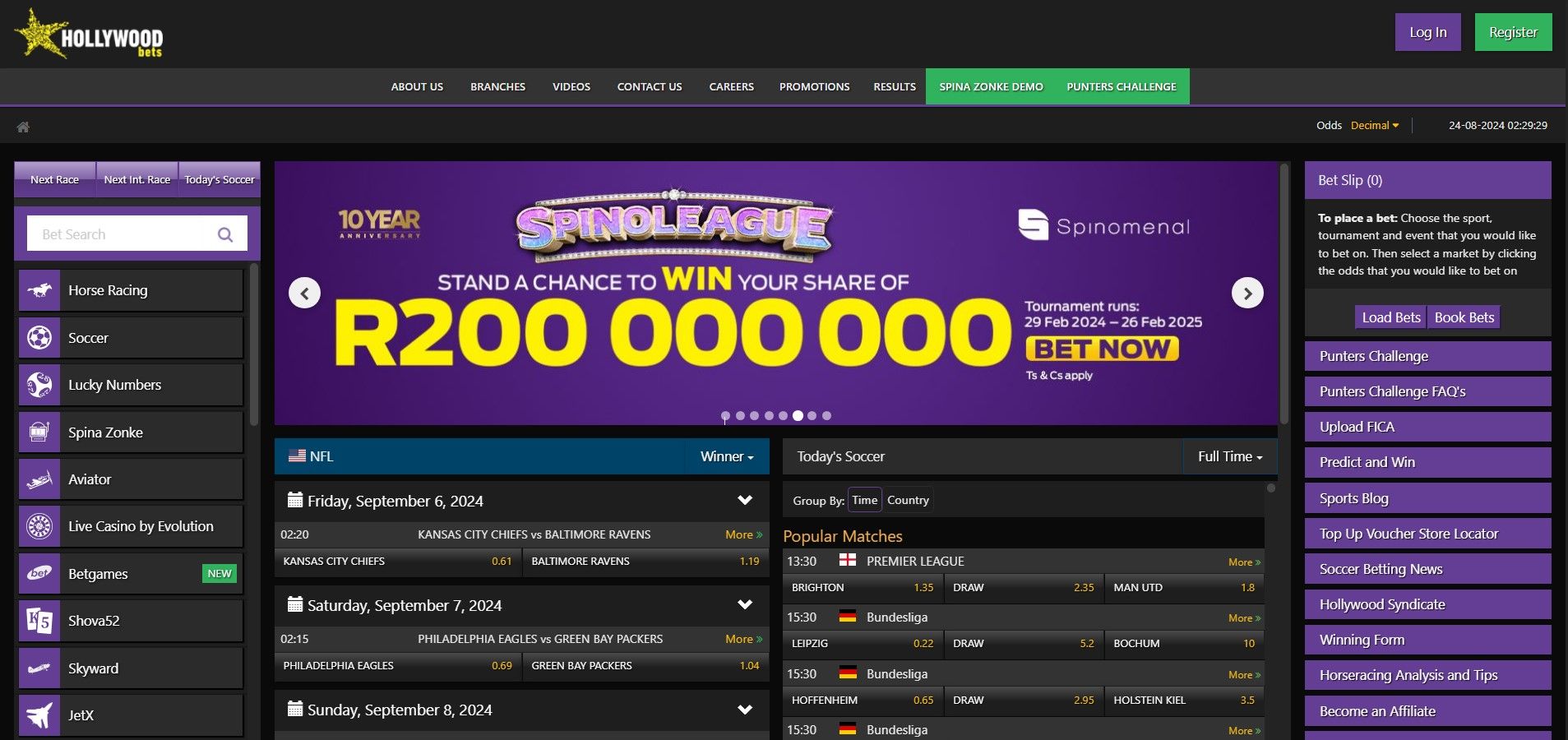 Hollywoodbets homepage