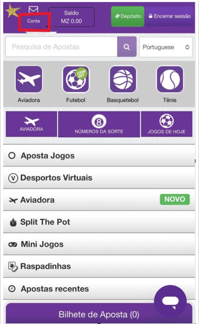 Botão da conta na Hollywoodbets versão mobile