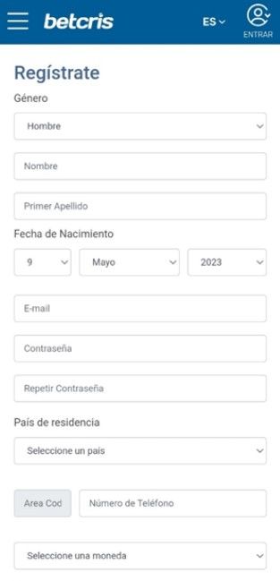 Primera versión de la app Betcris