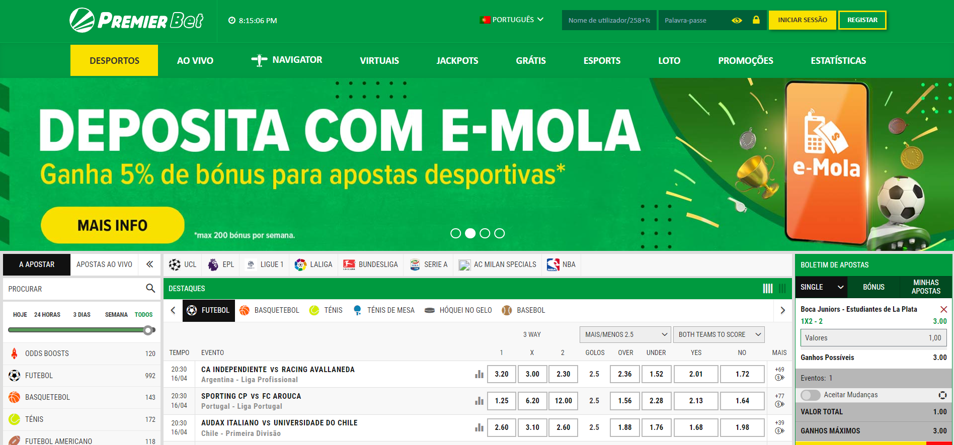 Fazer login na Premier Bet