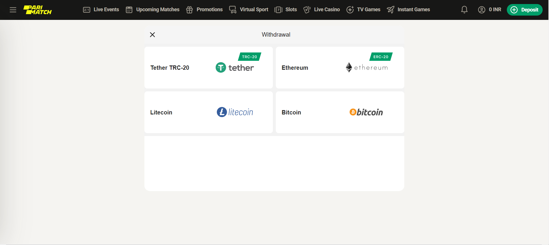 Select The Withdrawal Method