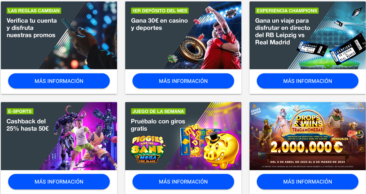 página de promociones de Codere