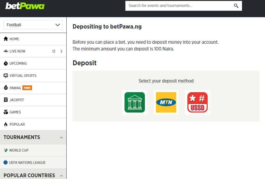 Ways to deposit at Betpawa Nigeria