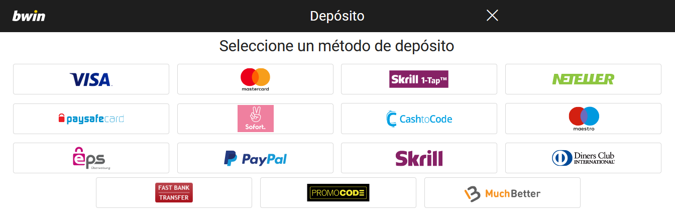 primer depósito en Bwin