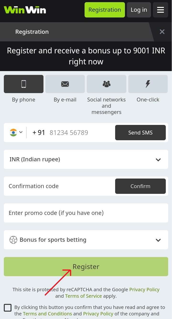 WinWinBet Register