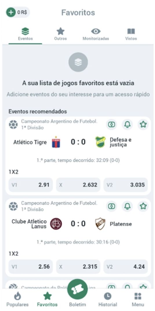 Eventos favoritos na app da BetWinner Moçambique