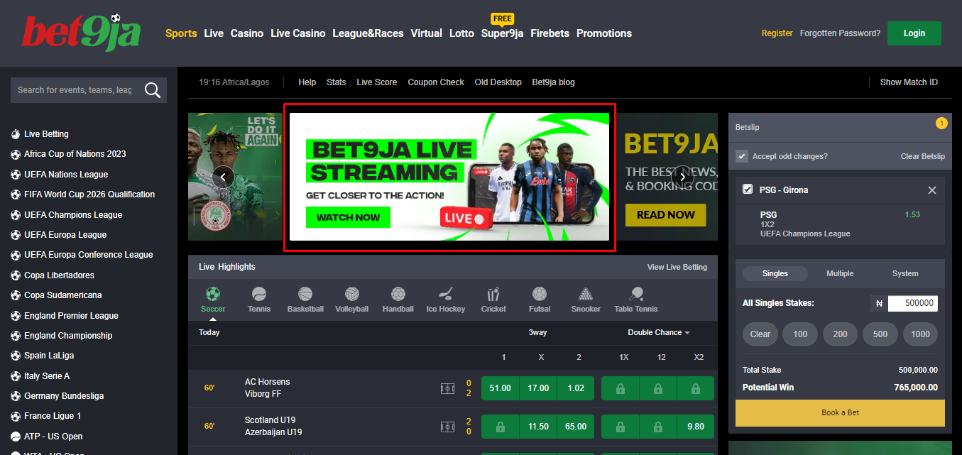 Image of Bet9ja Live Streaming Feature