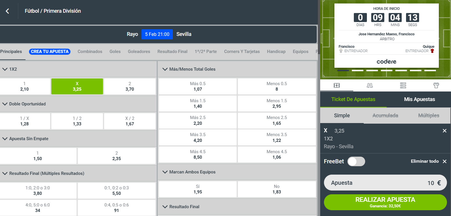 realizar una apuesta en Codere