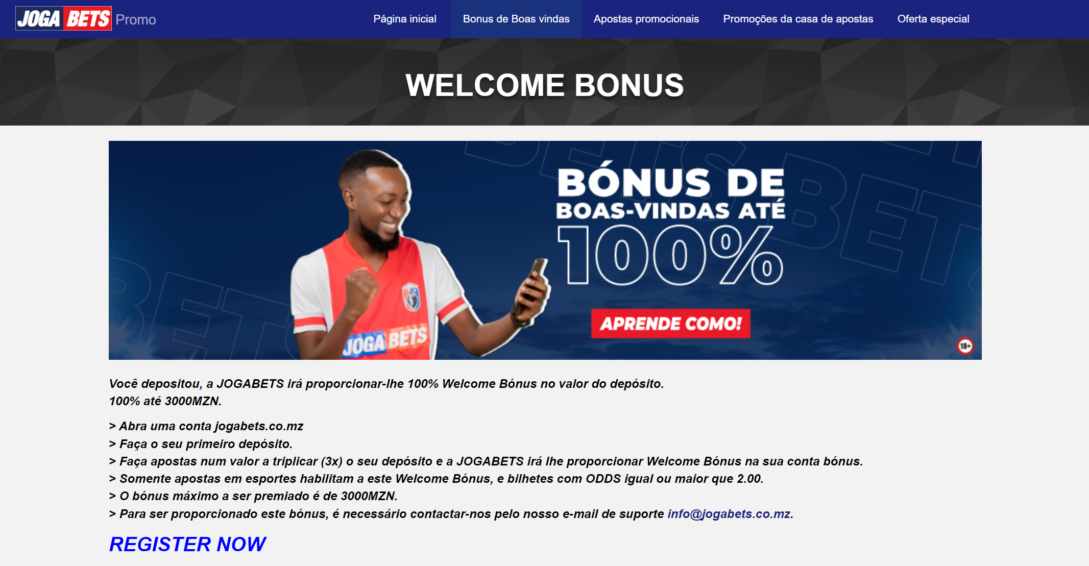 Secção de promoção da JogaBets