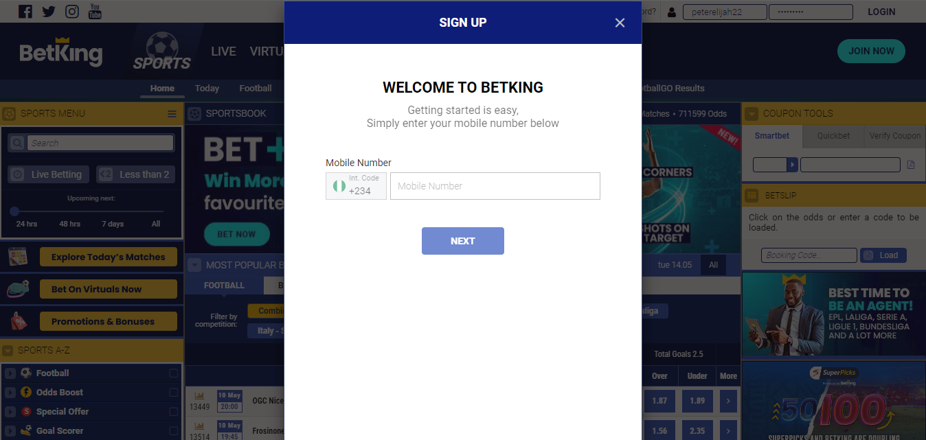 Image Of Betking Aviator Register Process