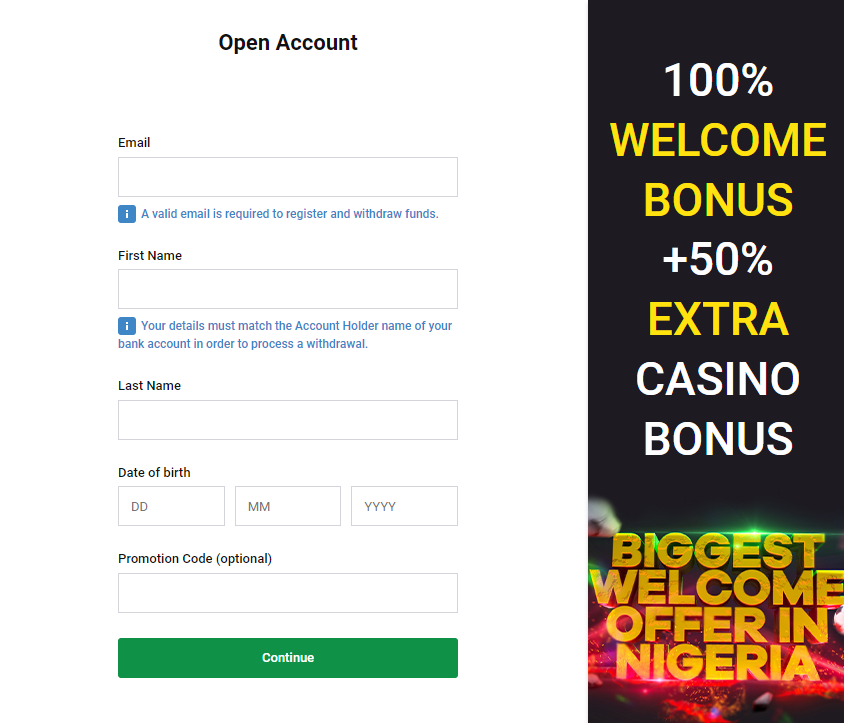 bet9ja sign up form