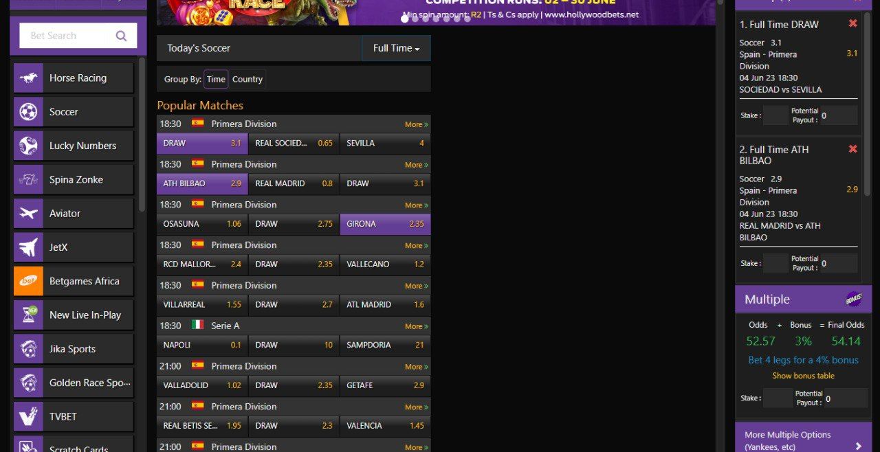 Hollywoodbets soccer multi bet