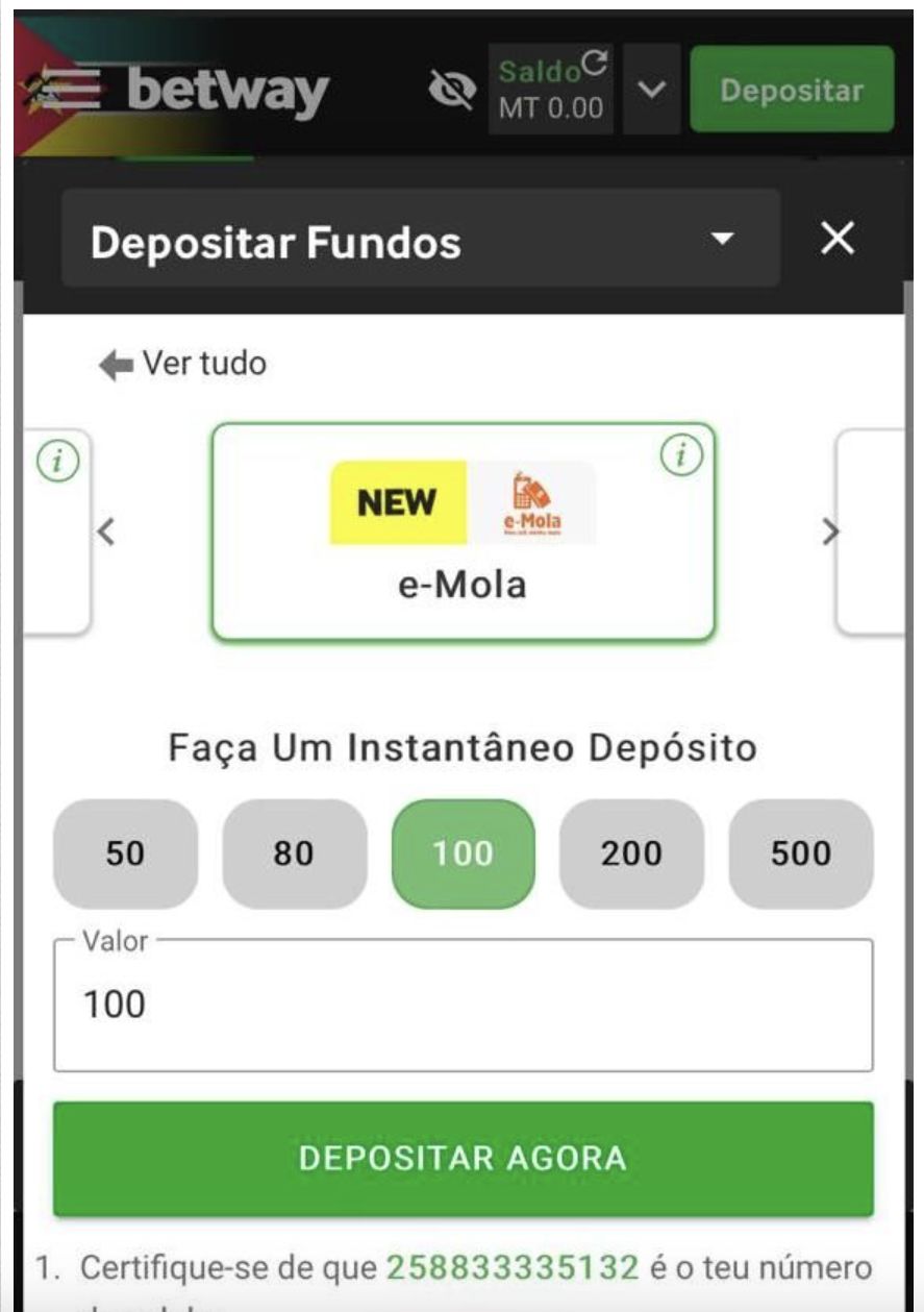 Montante de depósito na versão iOS via e-Mola