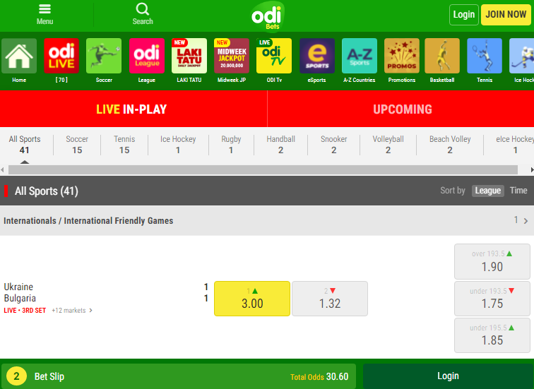 Odibets Live Betting