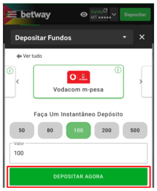 Depósito na Betway, Passo final