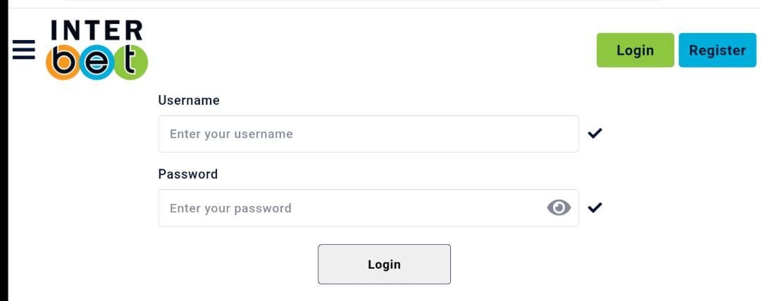 Interbet Login Page