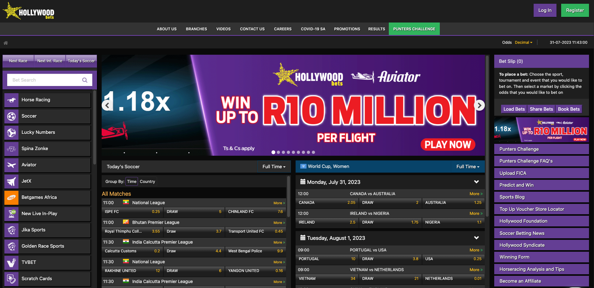 Image shows Hollywoodbets official website