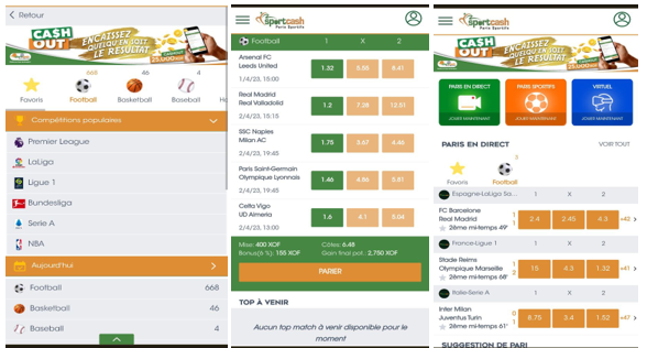 Version mobile de Sportcash