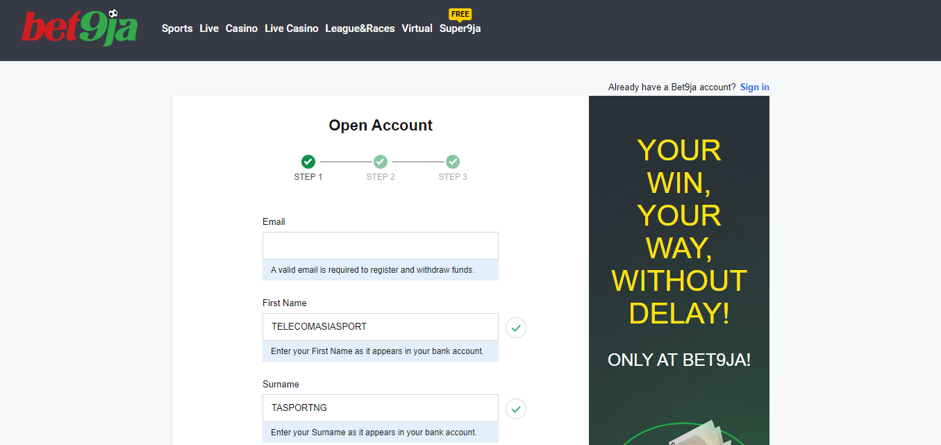 Image of Bet9ja Zoom Soccer Register