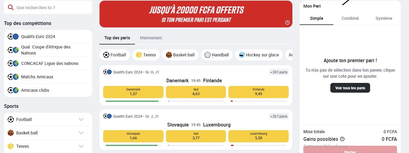 Image montrant l’interface de Betclic