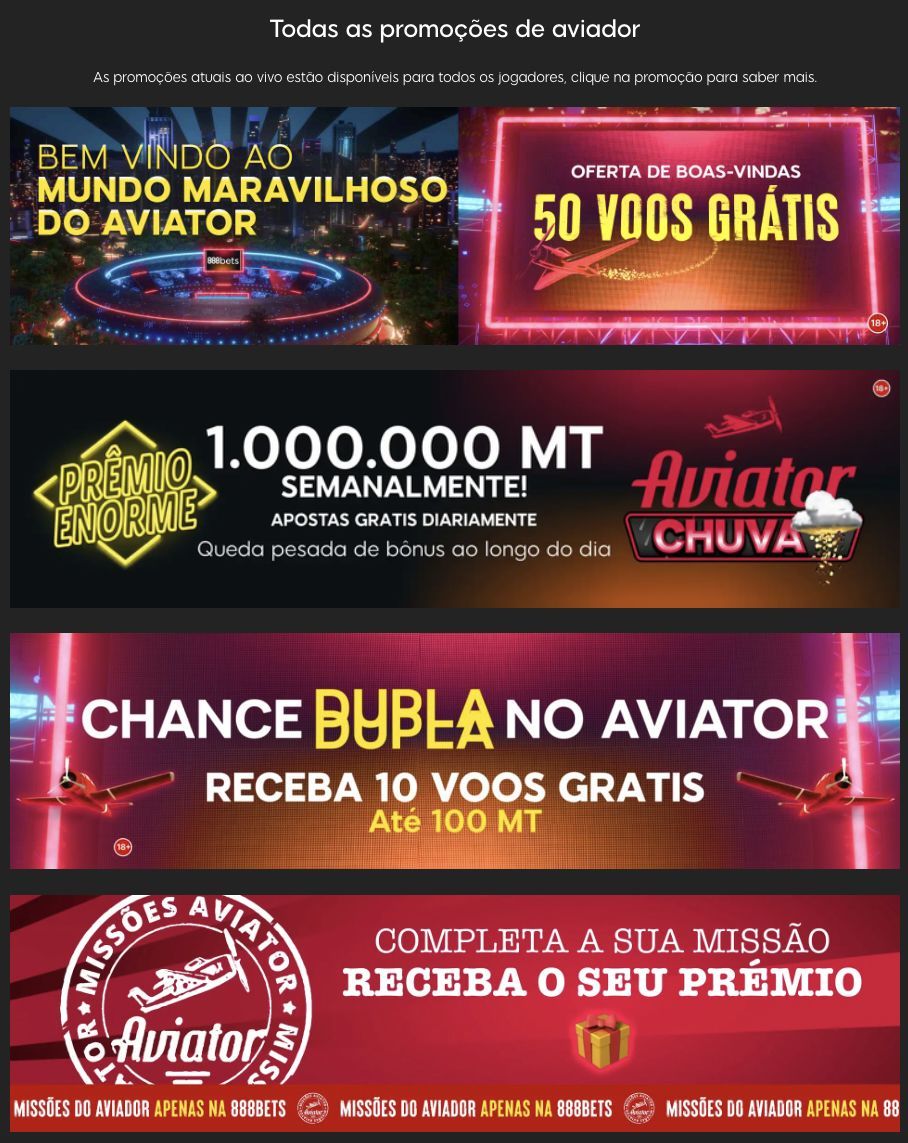 Promoção de Aviator na 888Bets