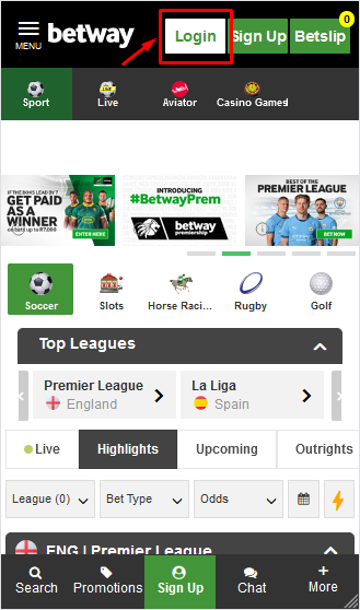 Betway Mobile App Login Image