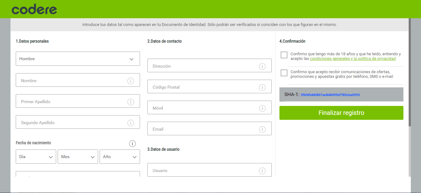 Registration Codere