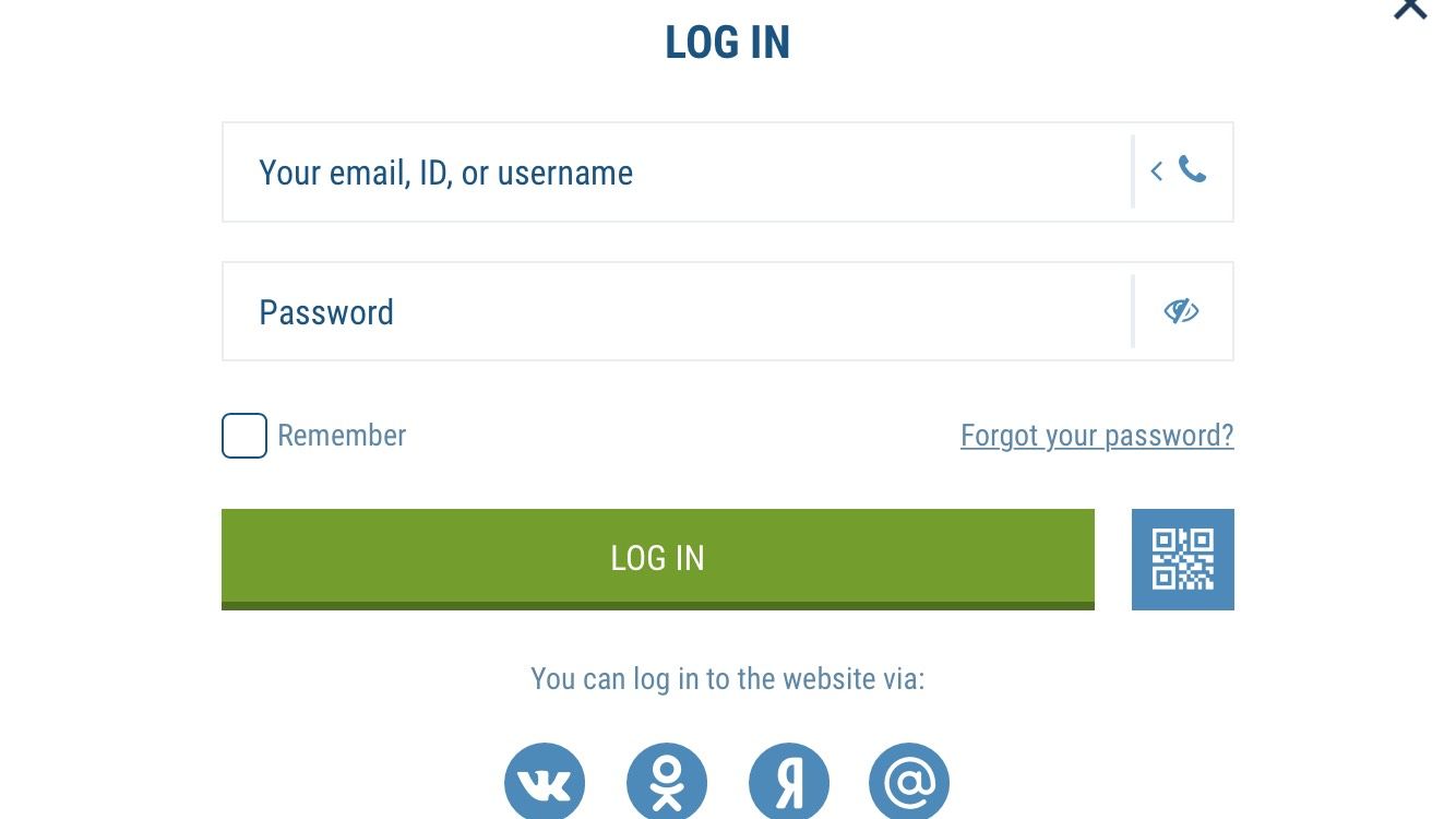 Image of the 1xBet Bangladesh login page