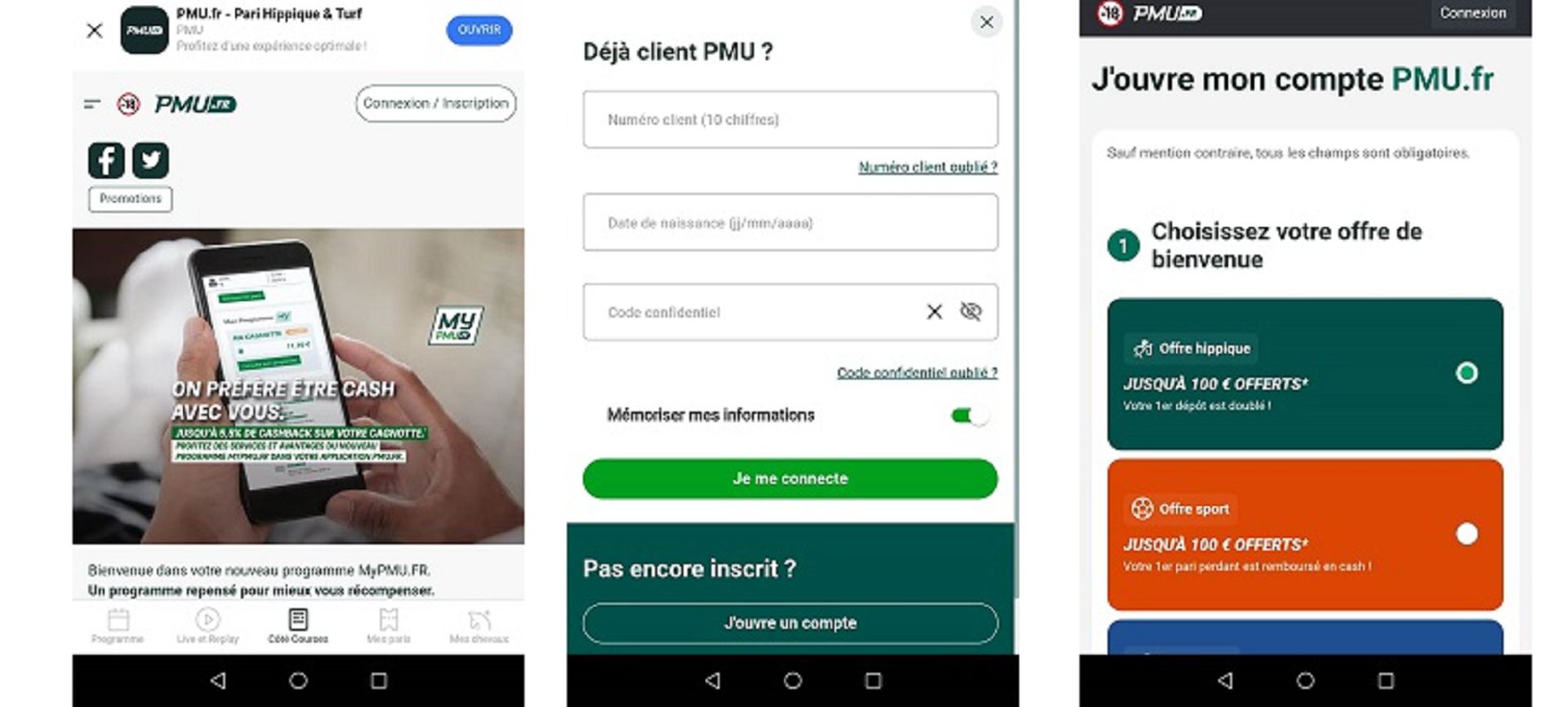 Inscription sur l’application PMU